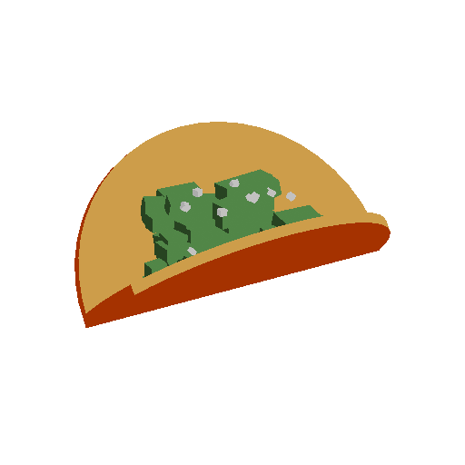 a low-poly taco de nopal, spinning